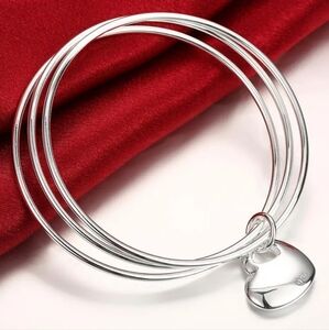 New 925 Silver Bangle Bracelet Set